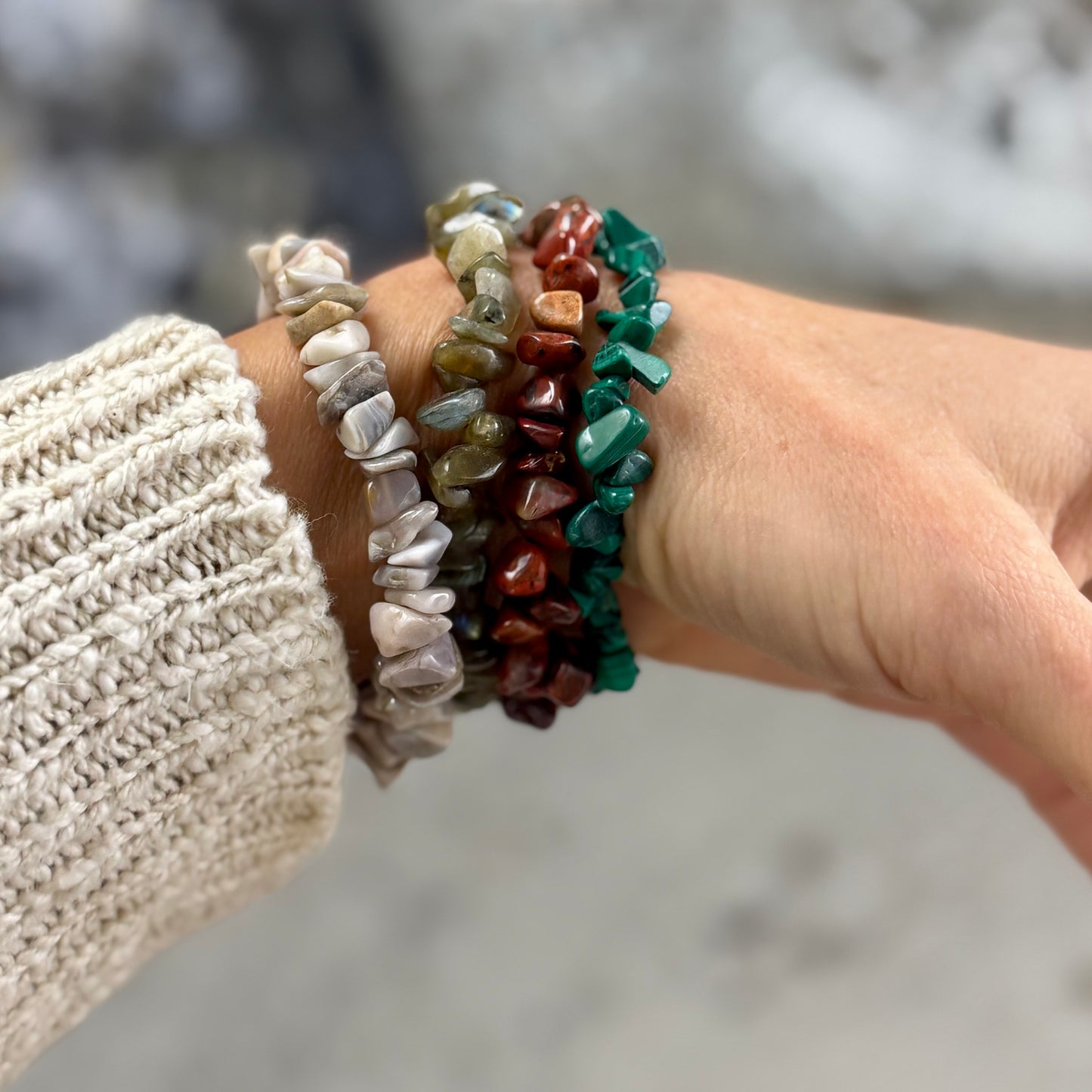 4 agat armbånd, blandet
