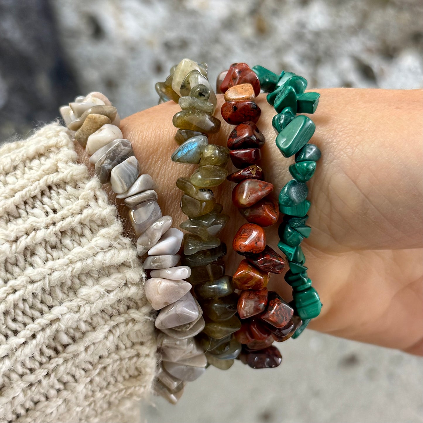 4 agat armbånd, blandet