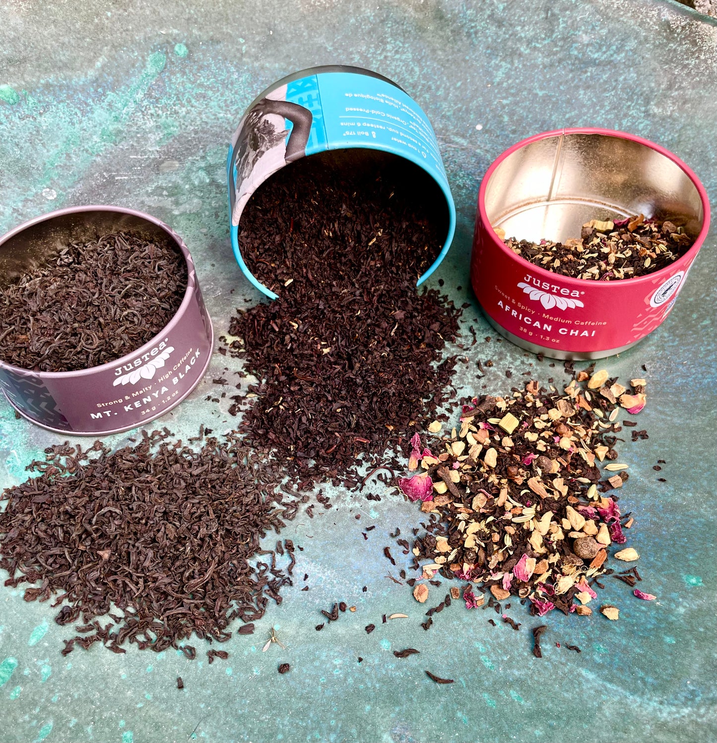 3 teer, chai, earl grey, Kenya black