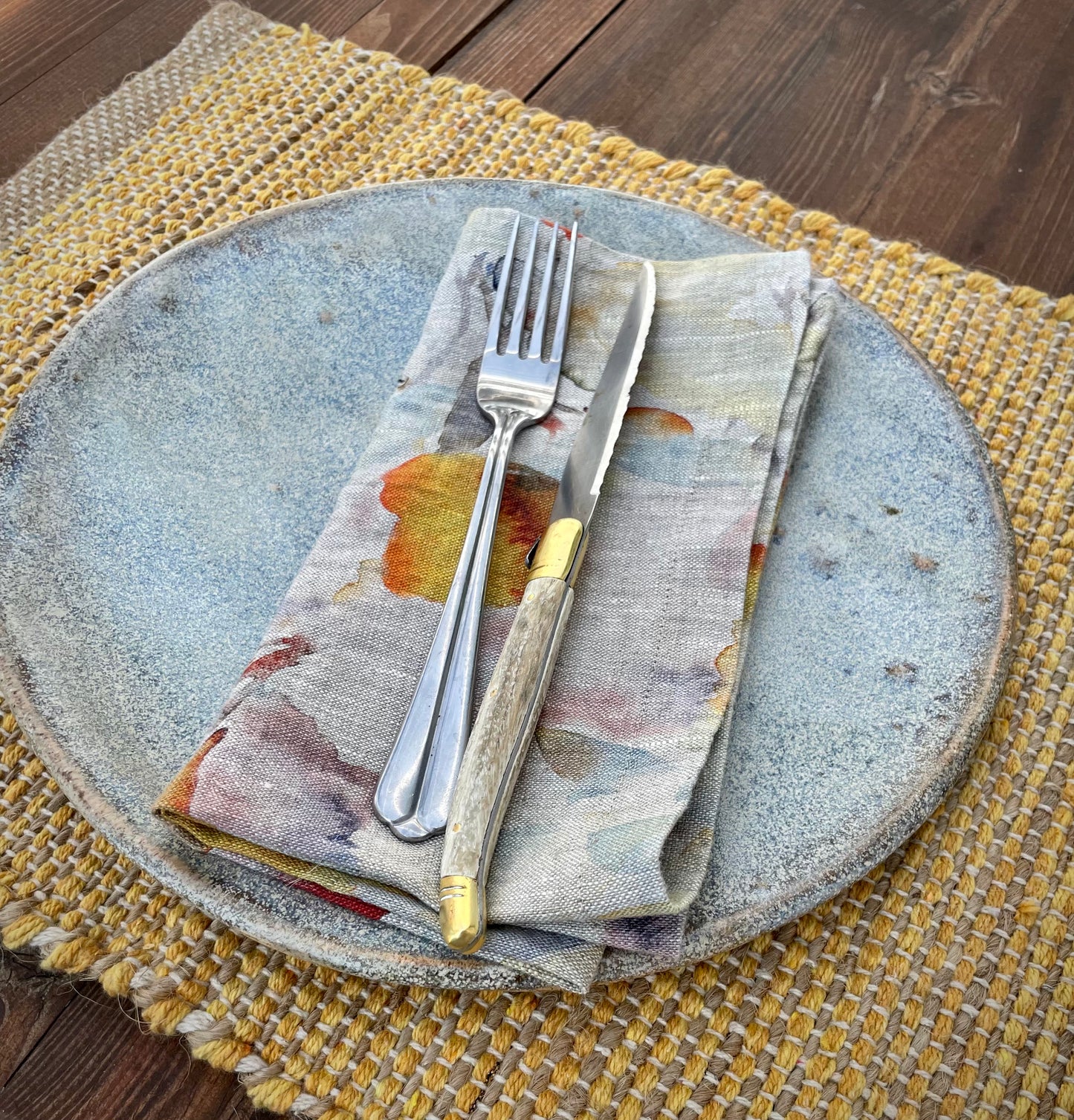 4 vævede dækservietter, solsikke