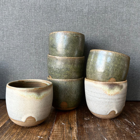 Espressokopper, hvide med grøn midte