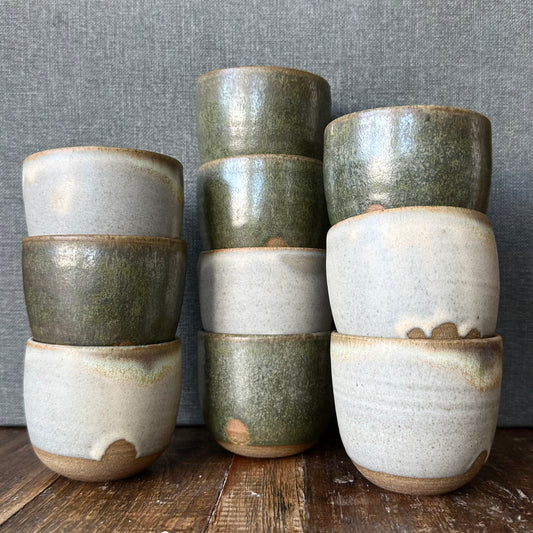 Espressokopper, grøn med hvid midte