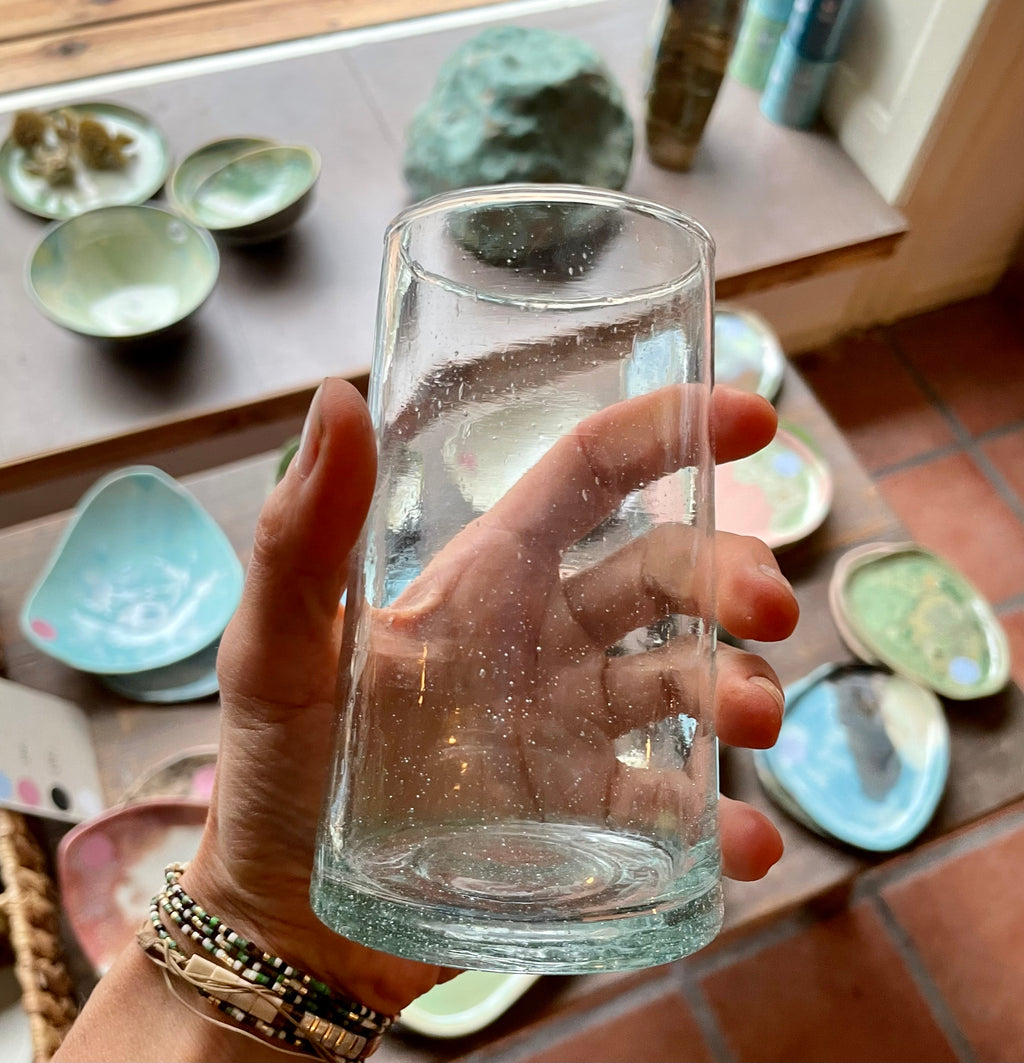 Vandglas pustet i genbrugsglas, stort