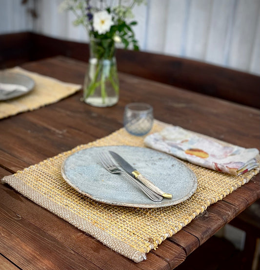 4 vævede dækservietter, solsikke