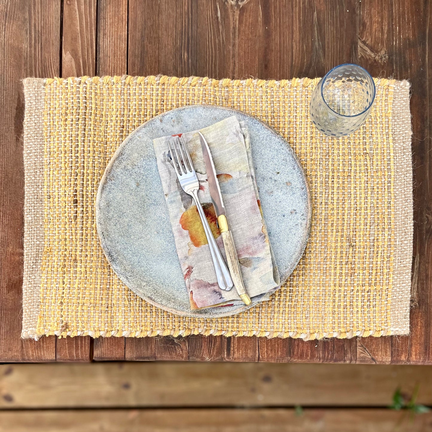 4 vævede dækservietter, solsikke